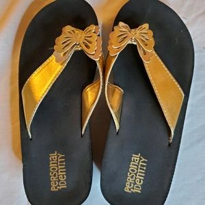 PERSONAL IDENTITY Black w/ Gold Butterfly Sandals